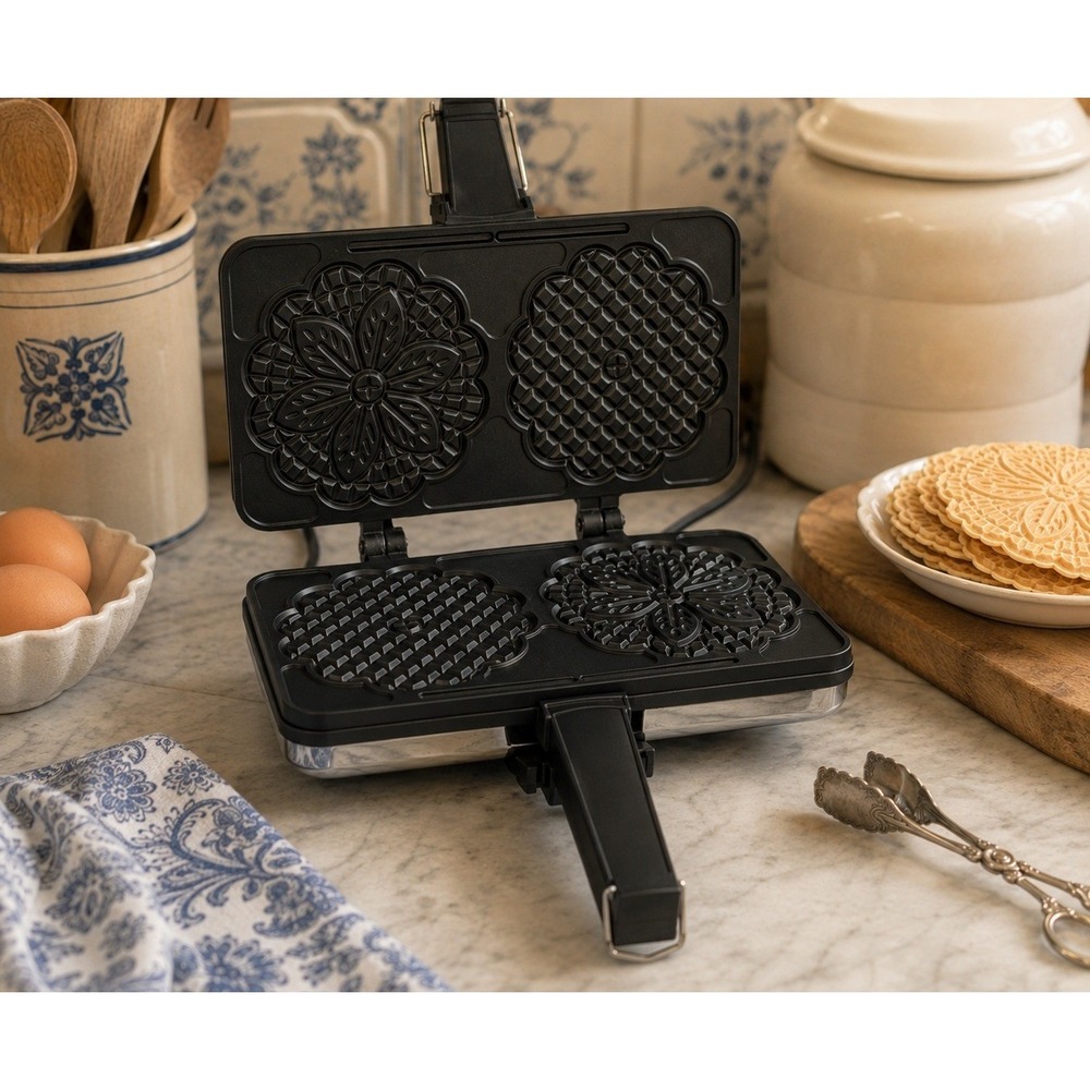VillaWare Prego! Pizzelle Baker 3600-NS Silver Excellent Non-Stick Italian Maker